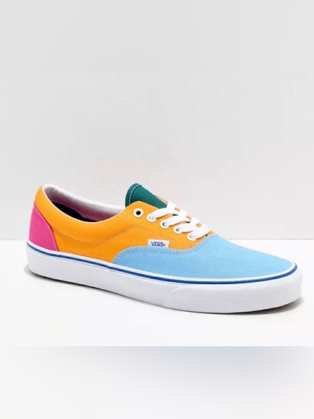 Color Block Vans Era Canvas Blue Yellow & Pink Authentic Womens 7 Skate Shoes